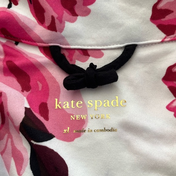 KateSpade NWOT rose floral pajama top short sleeve notch collar button pocket XL - Picture 3 of 15